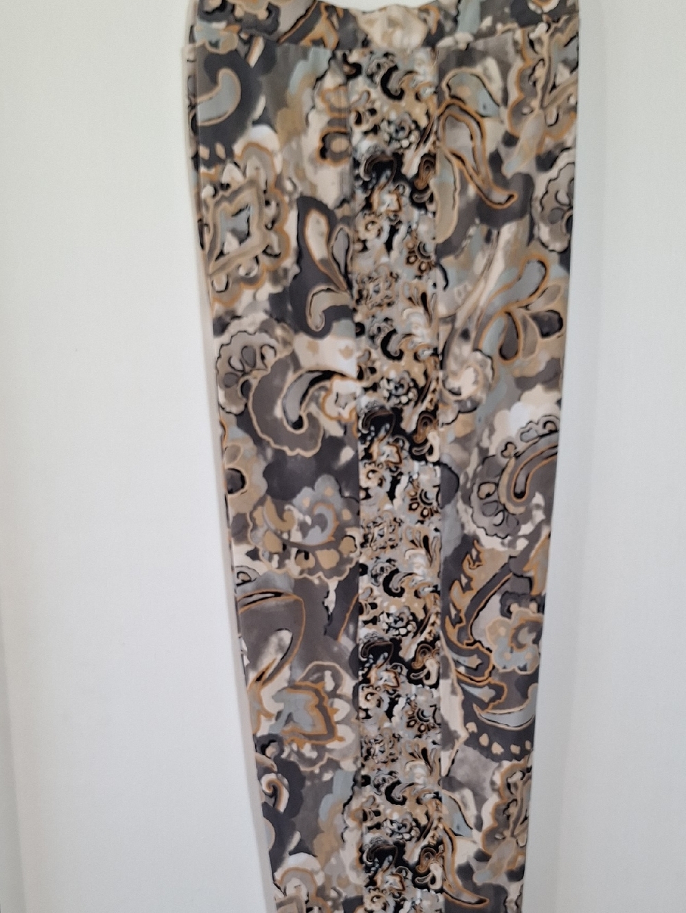 Boho Paisley Floral Wide Leg Cropped Pants Earth Tones - Picture 10 of 13